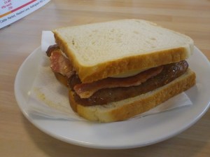 sausage, egg and bacon