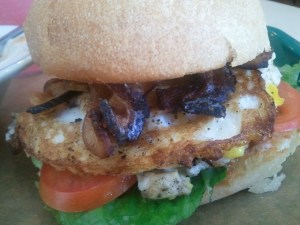 Close up of fried egg BLT