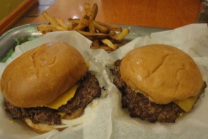 Two Edzos cheeseburgers