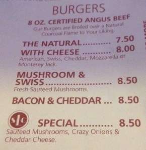 Burger Options at South Loop Club