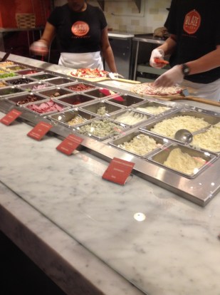 Pizza Topping options at Blaze Pizza